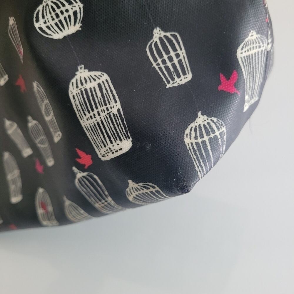 Kate Spade Jade Drive Bon Birdcage Tote Bag Novelty Print Black White Kitschy - Picture 11 of 13